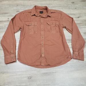 Lucky Brand Shirt Mens Medium Orange Solid Long Sleeve Button Up L-54C